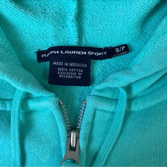 Ralph Lauren Sport Girls Sweatshirt Zip-up Hoodie sz S Teal - Picture 2 of 10